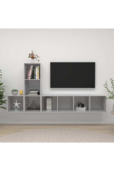 Concept Set de dulapuri TV, 3 piese, gri beton, PAL