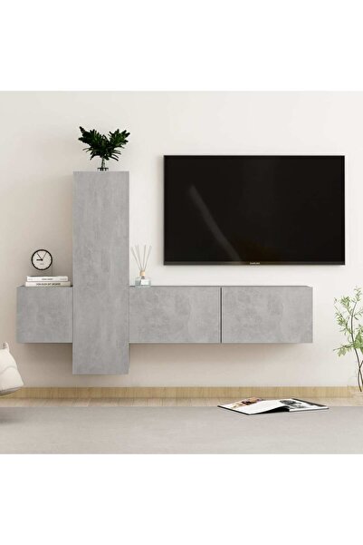 Concept Set comode TV, 3 buc., gri beton, PAL