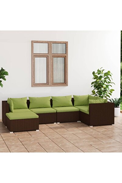 Concept Set mobilier de grădină cu perne, 6 piese, maro, poliratan