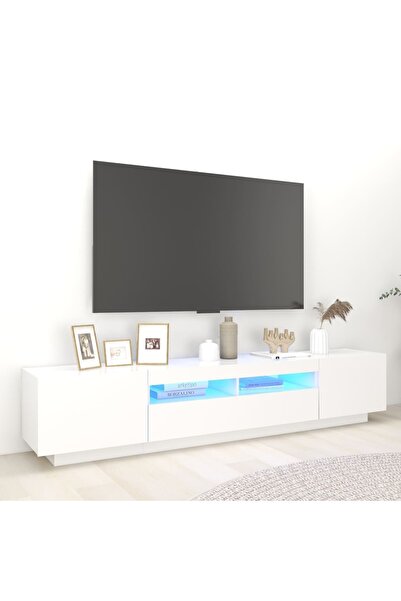 Concept Comodă TV cu lumini LED, alb, 200x35x40cm