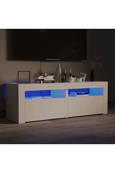 Concept Comodă TV cu lumini LED, alb, 120x35x40 cm