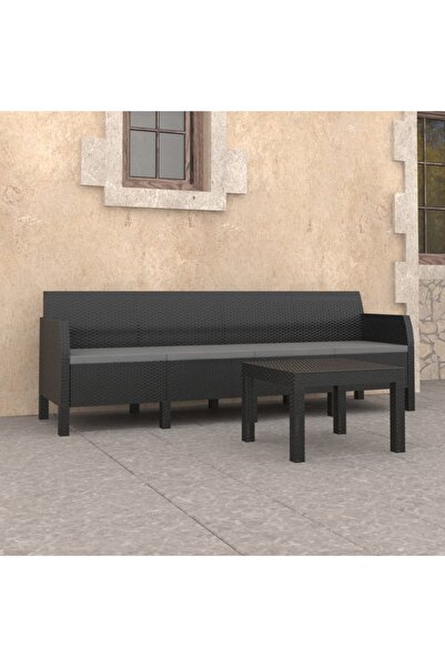 Concept Set mobilier de grădină cu perne, 2 piese, antracit, PP ratan