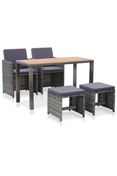 Concept Set mobilier de exterior 5 piese antracit poliratan și acacia
