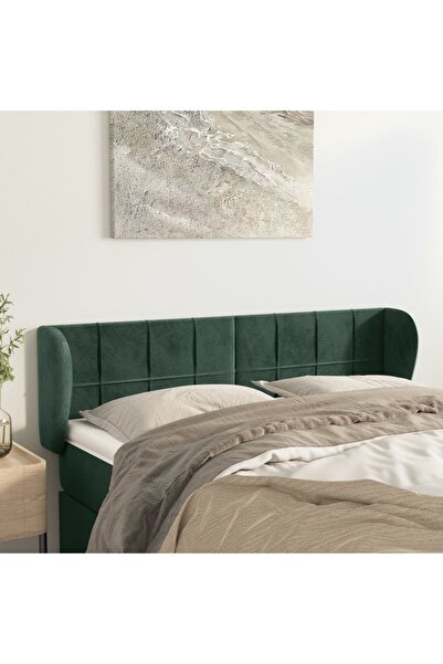 Concept Tăblie de pat cu aripioare verde închis 147x23x78/88 cm catifea