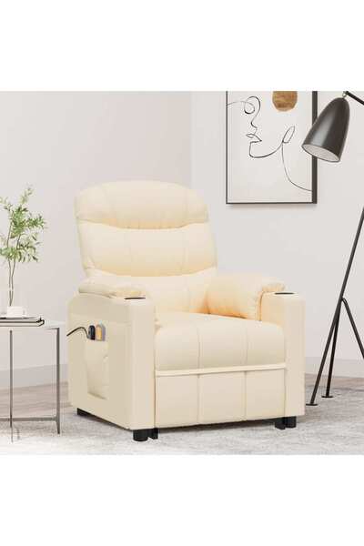 Concept Fotoliu de masaj electric cu ridicare, crem, textil