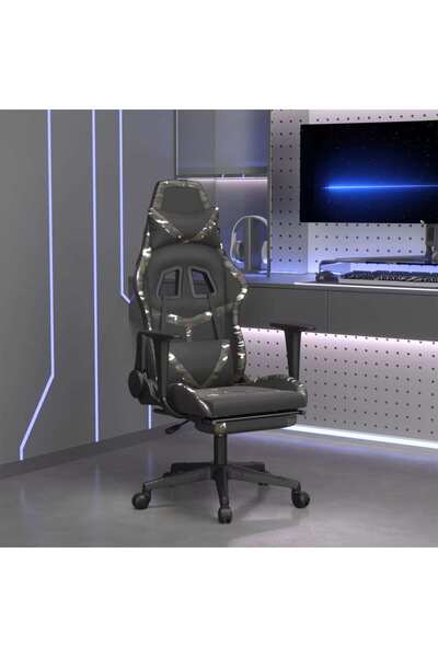 Concept Scaun de gaming cu suport picioare, negru/camuflaj, piele