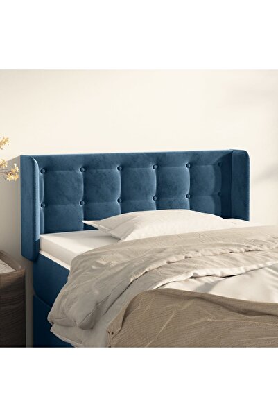 Concept Tăblie pat cu aripioare albastru închis 103x16x78/88 cm catifea