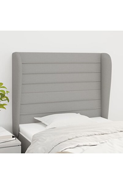 Concept Tăblie de pat cu aripioare gri deschis 83x23x118/128 cm textil