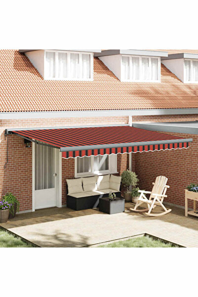 Concept Copertină retractabilă portocaliu/maro 4,5x3 m, textil/aluminiu