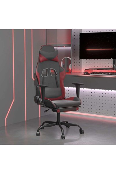Concept Scaun de gaming masaj/suport picioare negru/roșu vin piele