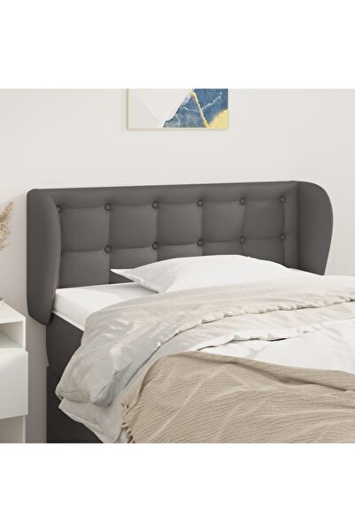 Concept Tăblie de pat cu aripioare gri 93x23x78/88 cm piele ecologică