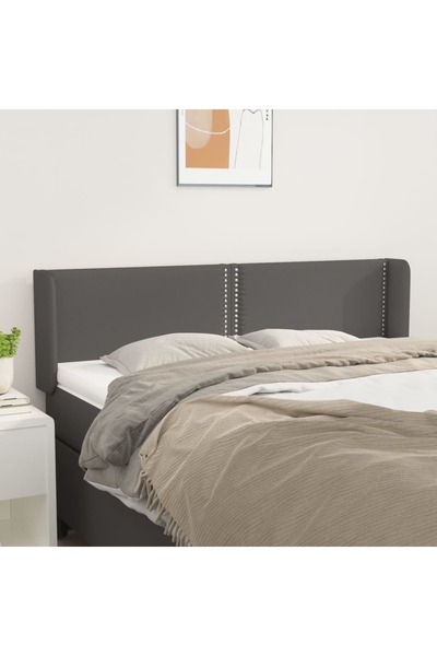 Concept Tăblie de pat cu aripioare gri 147x16x78/88 cm piele ecologică