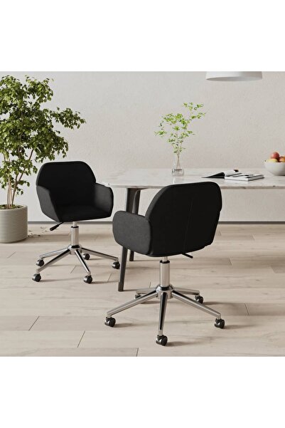 Concept Scaune de bucătărie pivotante, 2 buc., negru, material textil
