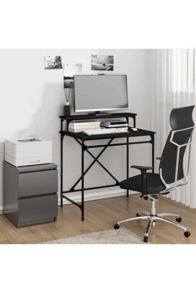 Concept Birou, negru, 80x50x90 cm, lemn prelucrat și fier