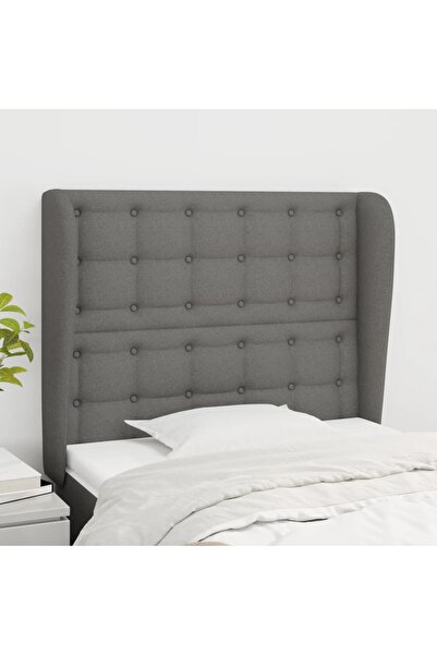 Concept Tăblie de pat cu aripioare gri închis 83x23x118/128 cm textil