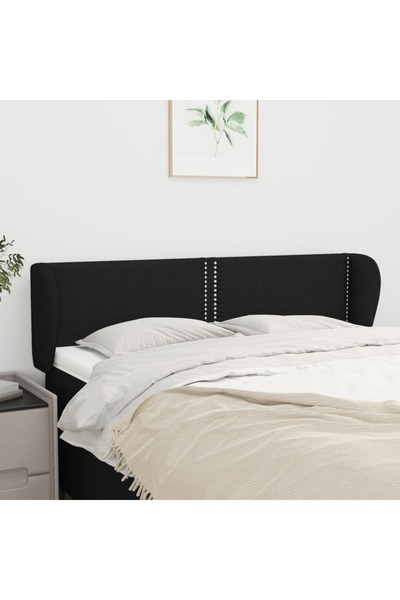 Concept Tăblie de pat cu aripioare negru 147x23x78/88 cm textil