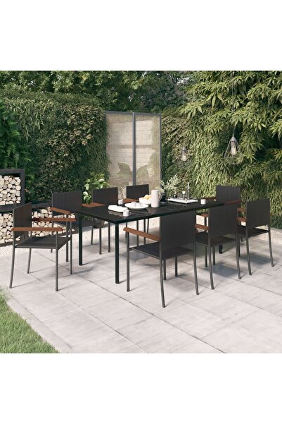 Concept Garden furniture set, 9 pieces, black