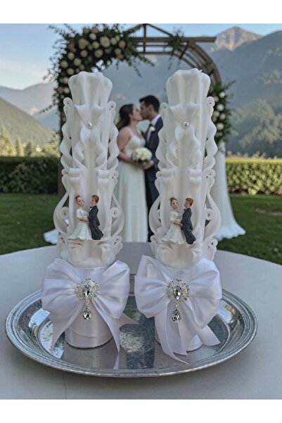 LumanariRegale Lumanari sculptate nuntă, set 2 buc, 30 cm
