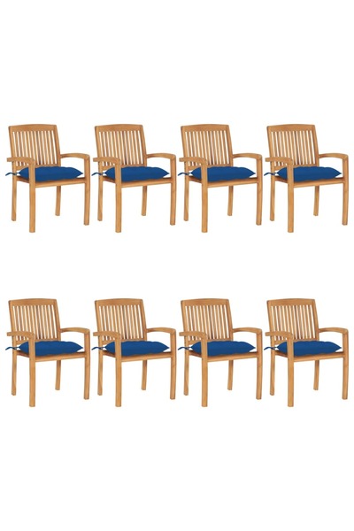 Concept Scaune grădină stivuibile cu perne, 8 buc, lemn masiv tec