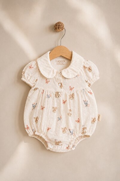 LOVE MAXX Yakalı Desenli Müslin Romper