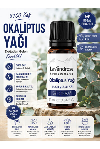 Lavendrose Okaliptus Yağı %100 Saf- Bitkisel Aromaterapi Okaliptus Uçucu Yağı...