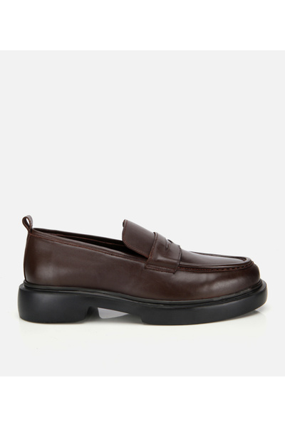 Hotiç Men's Leather Brown High-Sole Classic Loafer