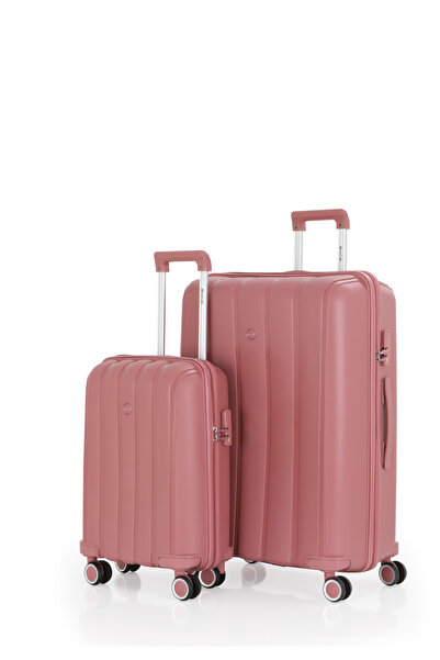 MÇS V305 PP Y.ÜRETİM VALİZ 55 CM + 75 CM KEMİK/BEBE MAVİ SET