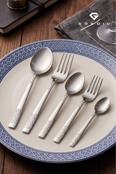 60-Piece Steel Cutlery Set for 12 People with Straw Pattern