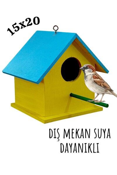 değerli hobi Ahşap Kuş Yuvası Dış Mekan Suya Dayanıklı 15x15x20 Cm