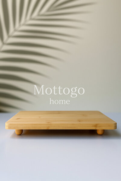 Mottogo حامل عرض من الخيزران بأرجل رخامية - حامل - رافع 27x18x3