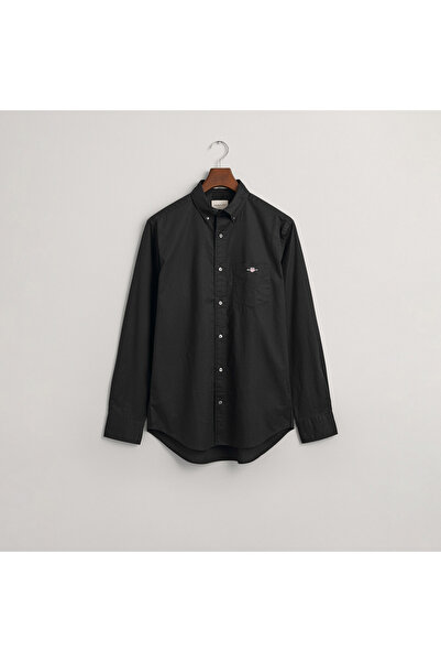 Gant Erkek Siyah Regular Fit Logolu Gömlek