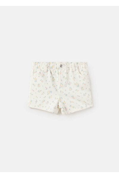MANGO Baby Lastikli belli çiçek desenli şort