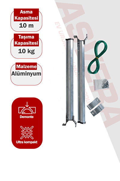 ASVERA Aliminyum Balkon Sabit Kurutmalık Yuvarlak Başlık