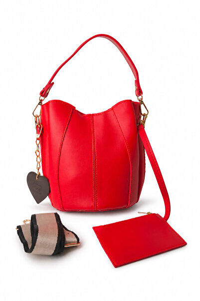 Moon Çanta Nox Kırmızı Omuz Çantası – Mini Cüzdanlı Detaylı