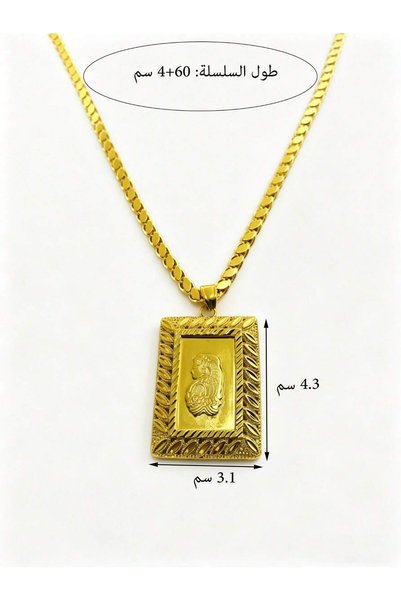 SAMGE An elegant necklace with a rectangular eagle pendant—traditional Gulf-style jewelry.