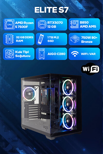 Game Garaj Elite S7 AMD Ryzen 5 7500F 32GB RAM 1TB SSD RTX5070 FreeDOS Oyuncu...