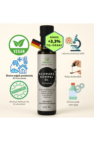 EBNATURE Etiyopya Çörekotu Yağı, Güncel TQ Değeri 4.1% Timokinon oranı. Filtr...