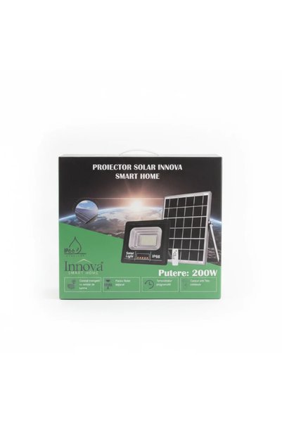 Innova Set 2 x Proiector LED 200W cu Panou Solar și Telecomandă, IP66 + Cadou Surpriză