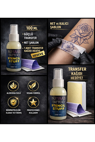 BUĞLEM Tattoo Dövme Transfer Jeli Sıvısı 100 ml | 1. Kalite Stencil Transfer ...