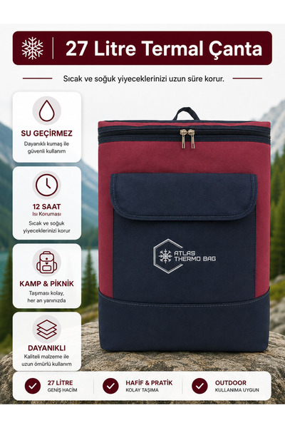 Wallery Bags حقيبة ظهر حرارية عازلة للحرارة بسعة 27 لترًا عازلة للحرارة لحقائ...