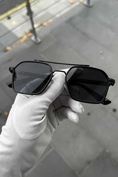 Men's Black Sunglasses Metal Frame Uv400 Protection