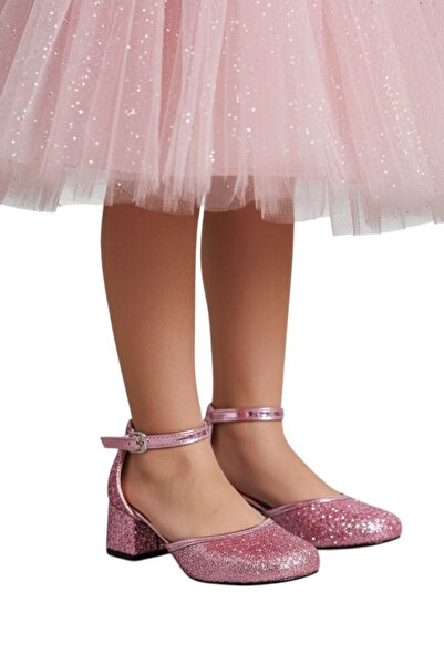 sweety baby kids Kız Çocuğu Pembe Topuklu Abiye Ayakkabısı