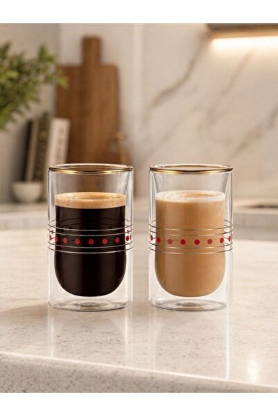 Blackstone Double Walled Glass Estikana Tumbler Set of 2 Insulated 100ml suit...