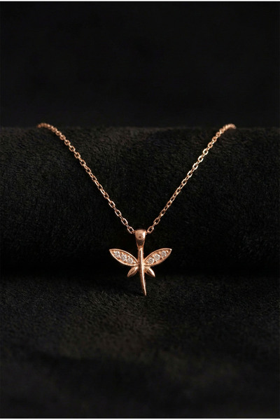Roza Silver 925 Ayar Zirkon Taşlı Rose Minimal Yusufcuk Gümüş Kolye