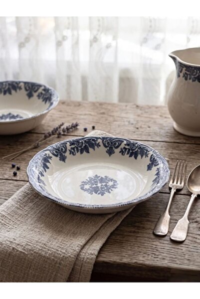 maia Porcelain 6'lı Porselen Klasik Mavi Beyaz Çukur Tabak Seti Yemek Tabağı ...