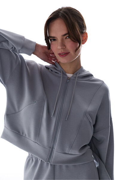 Penti Gray Silky Feel Zipper Hoodie