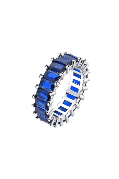 Lisa&Co. Inel Argint Rhea Blue 57 mm / Argint placat cu rodiu / Zircon albastru