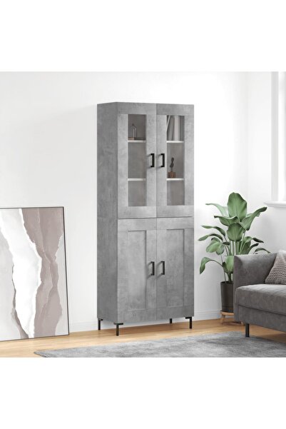 Concept Dulap înalt, gri beton, 69,5x34x180, lemn compozit