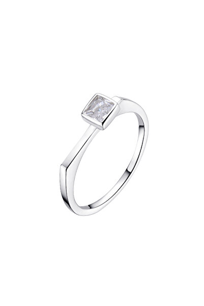 Lisa&Co. Inel Argint Square Stone 57 mm / Argint placat cu rodiu / Zircon alb