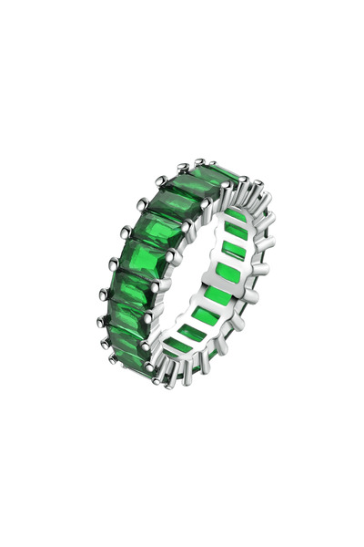 Lisa&Co. Inel Argint Rhea Green 54 mm / Argint placat cu rodiu / Zircon verde